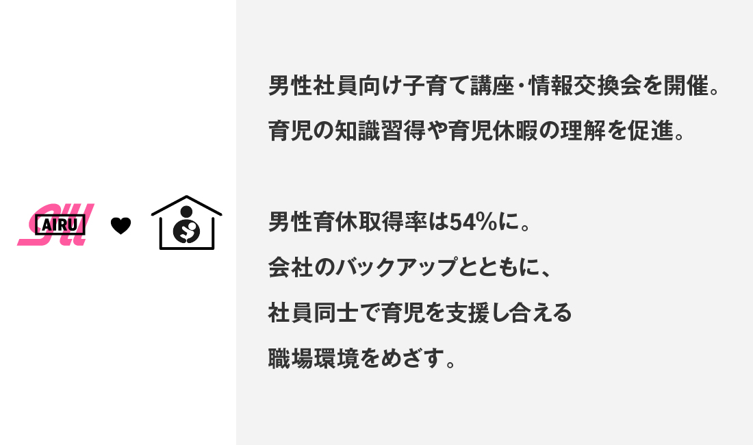 男性社員向け子育て講座・情報交換会を開催。 育児の知識習得や育児休暇の理解を促進