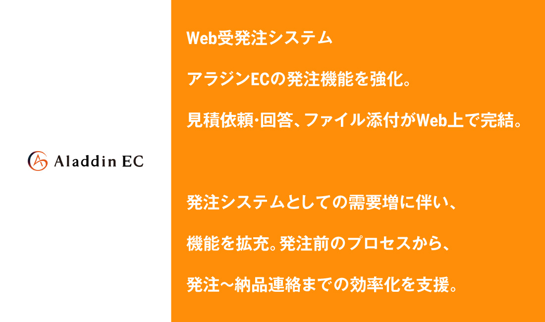 Web受発注システム「アラジンEC」の発注機能を強化。見積依頼・回答、ファイル添付がWeb上で完結